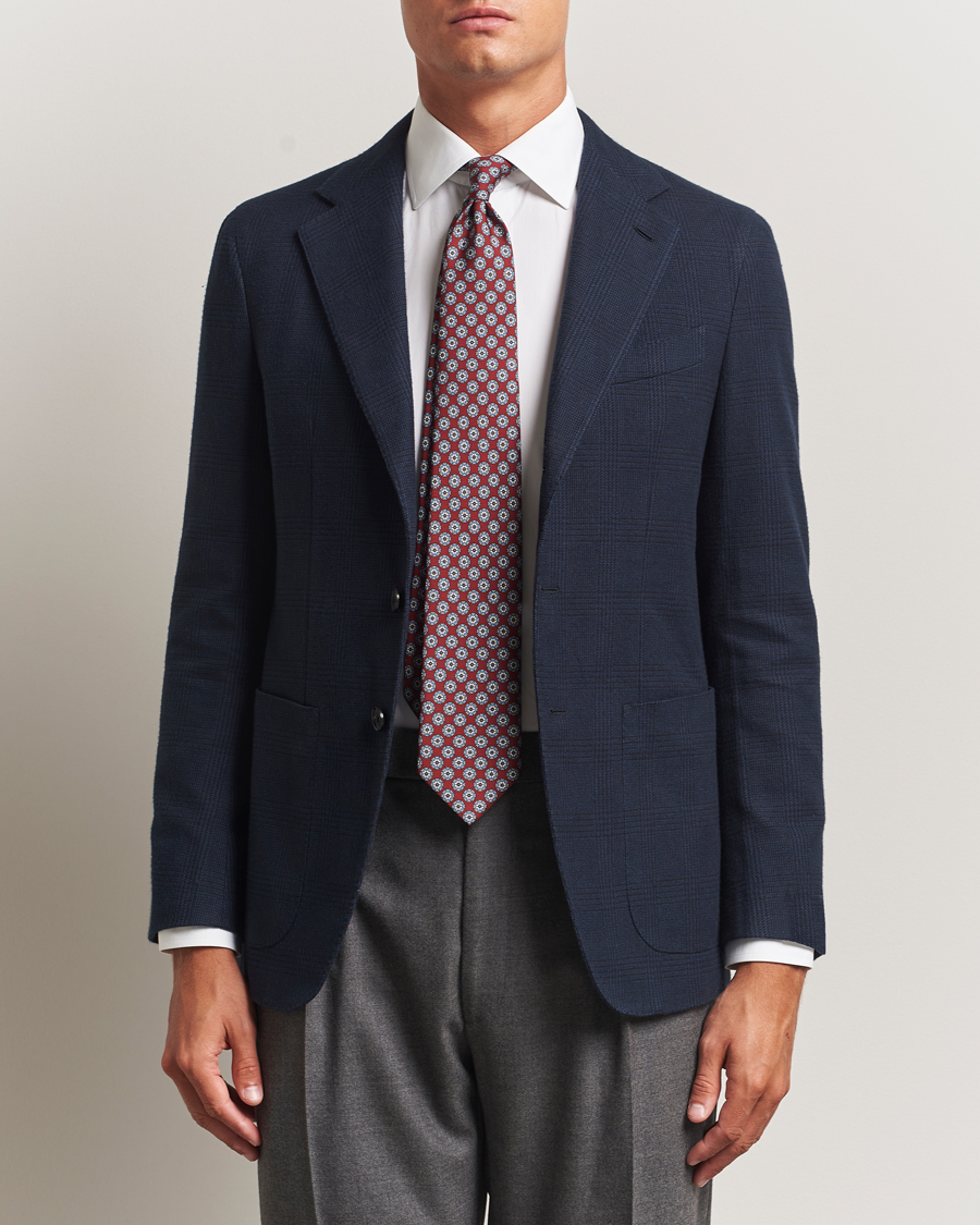 Herren | Sakkos | Caruso | Aida Brushed Cotton Blazer Navy Check