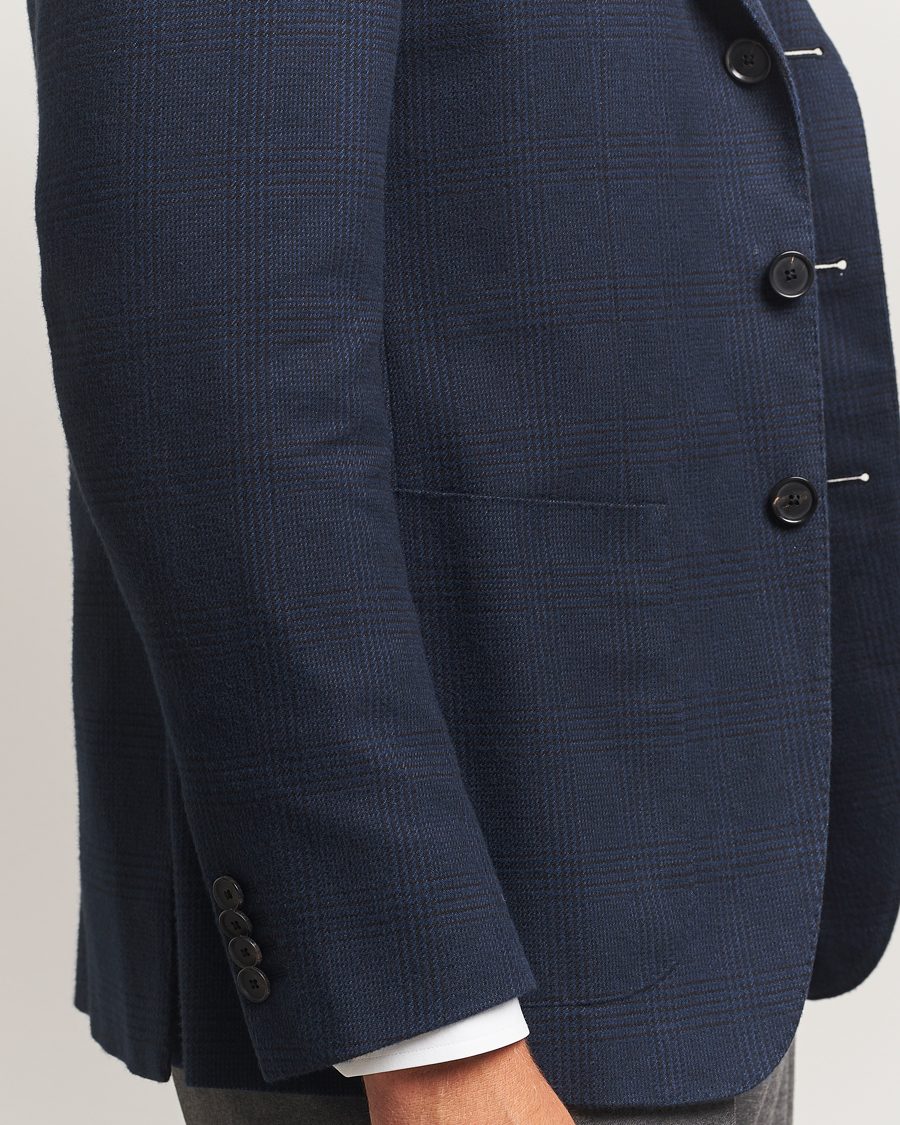 Herren | Sakkos | Caruso | Aida Brushed Cotton Blazer Navy Check
