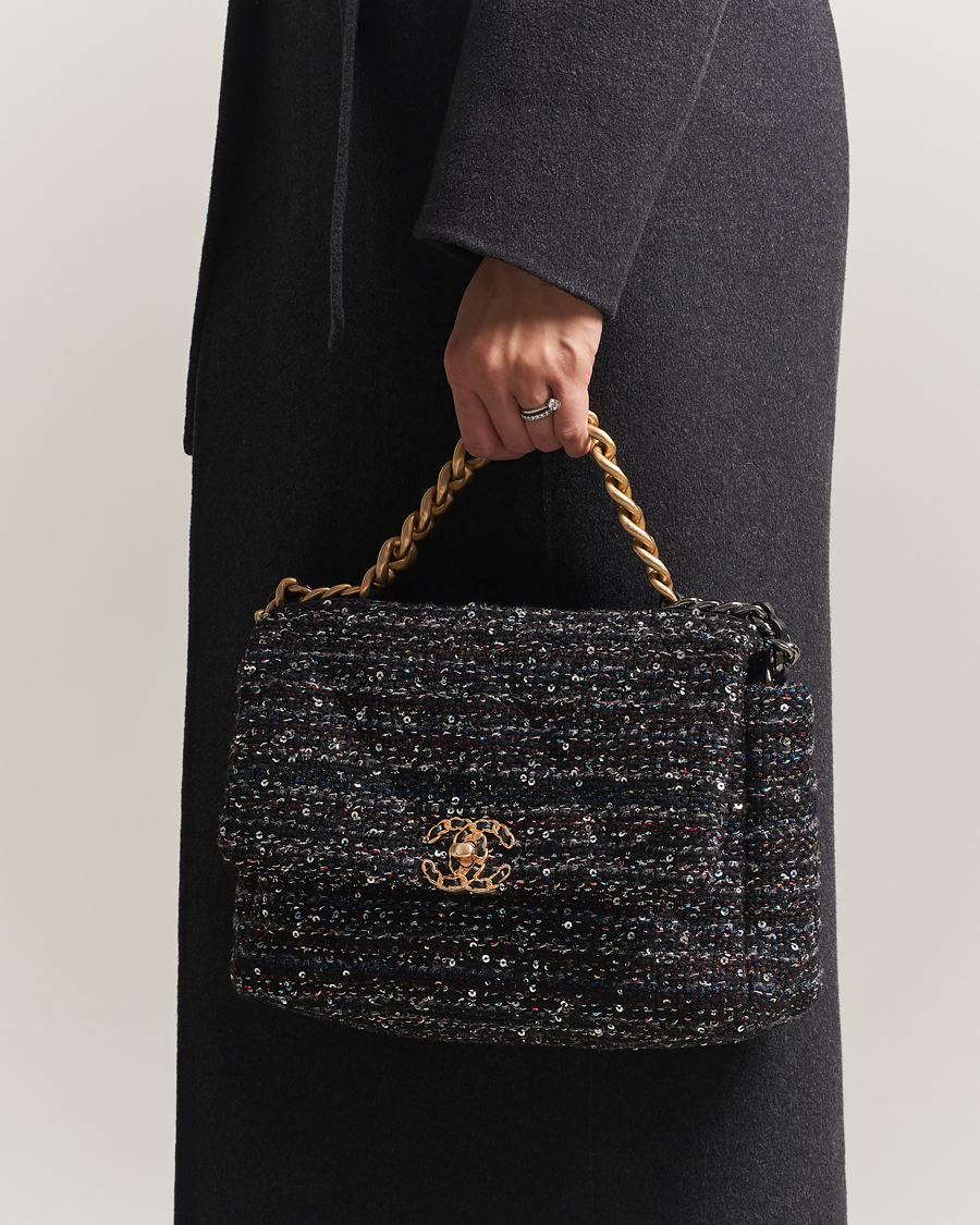Herren | Pre-Owned & Vintage Bags | Chanel Pre-Owned | Chanel 19 Sequins Large Handbag Black