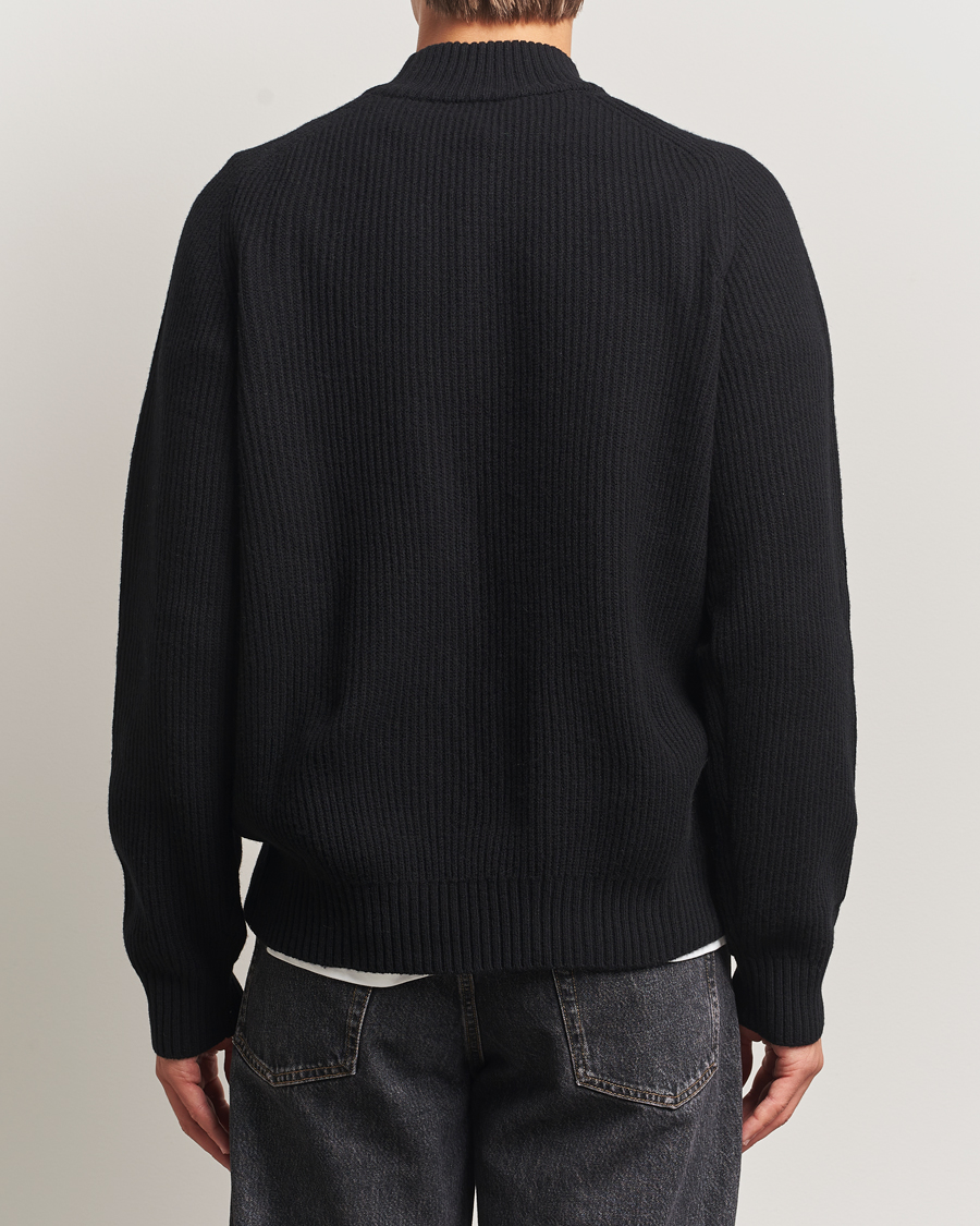 Herren | Pullover | Filippa K | Ribbed Wool Mockneck Sweater Black