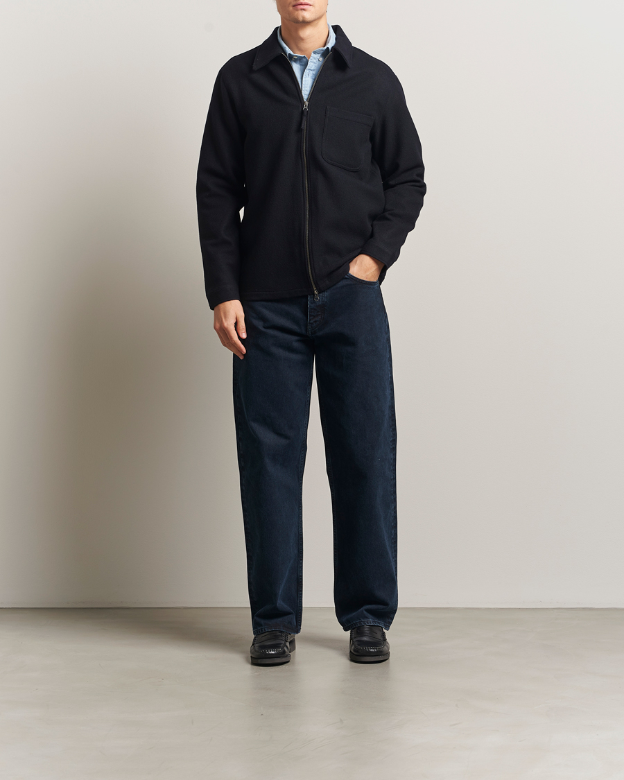 Herren | Hemden | A Day's March | Fraser Wool Zip Overshirt Navy