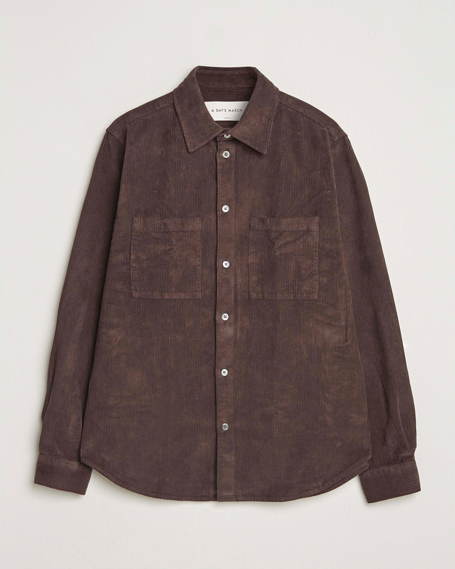 Herren | Hemden | A Day's March | Rupert Cord Shirt Dark Brown