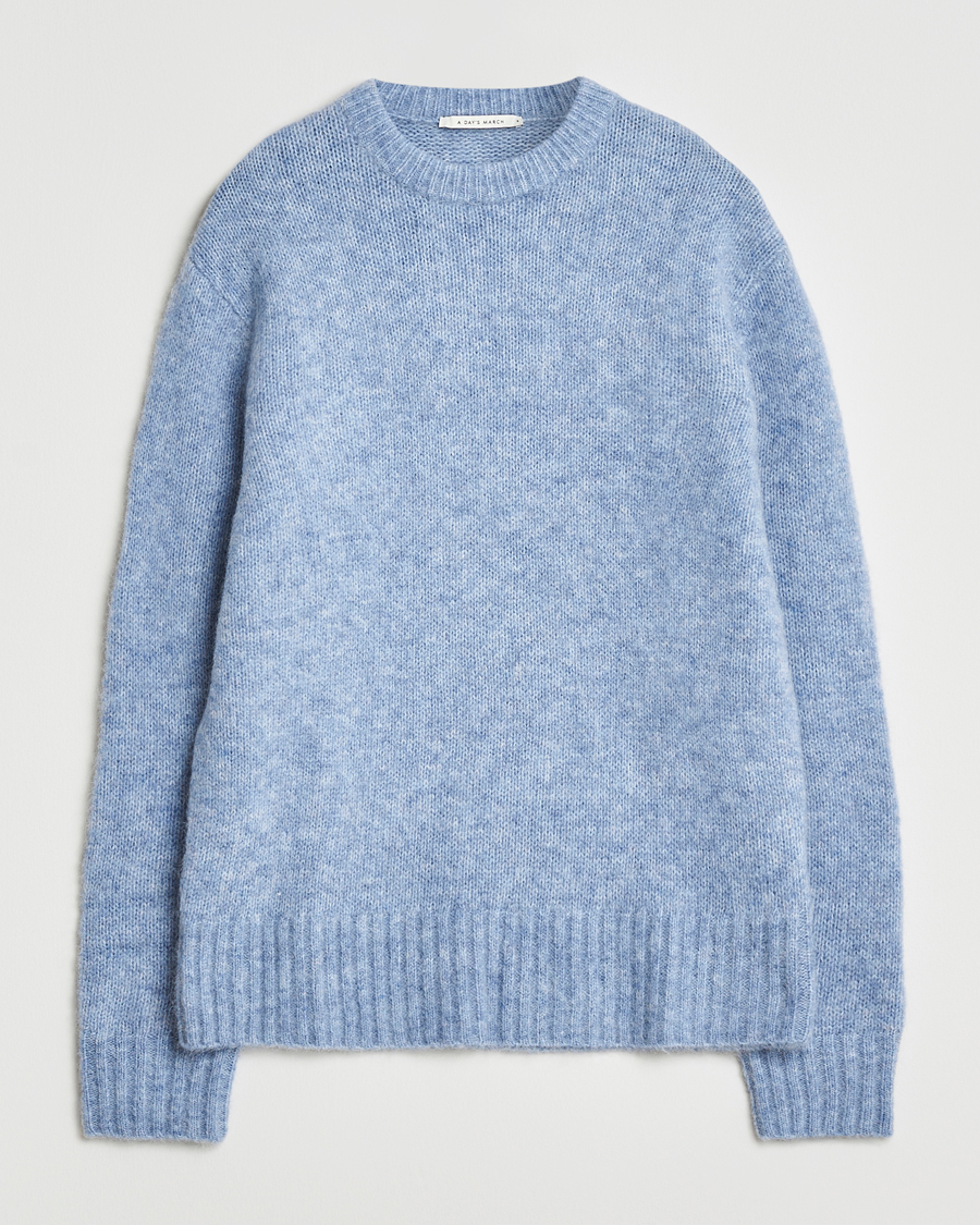 Herren | Pullover | A Day's March | Tietar Mohair Sweater Light Blue