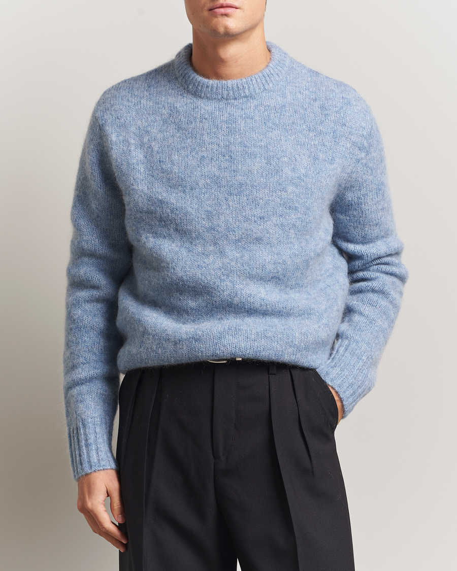 Herren | Pullover | A Day's March | Tietar Mohair Sweater Light Blue
