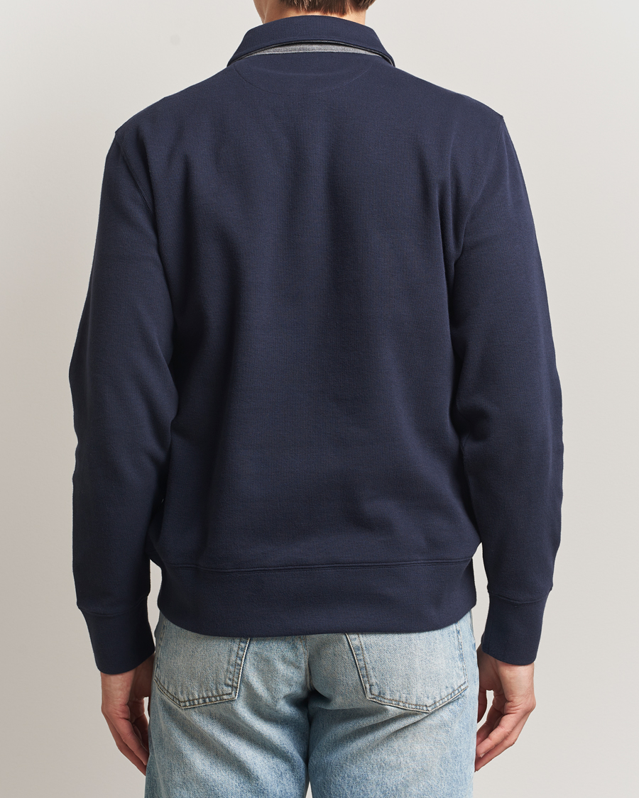 Herren | Poloshirts | Gant | Light Sacker Rib Long Sleeve Polo Evening Blue