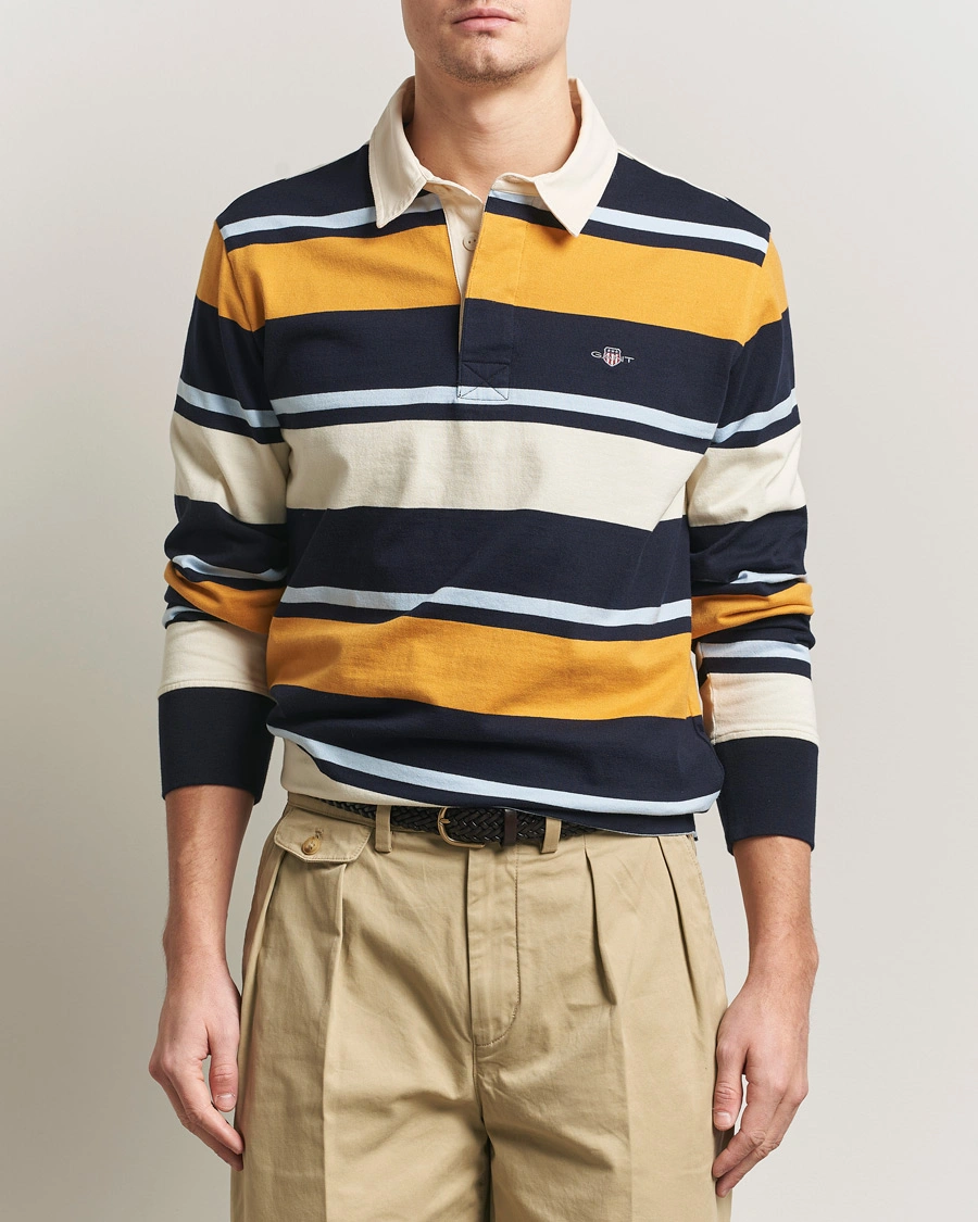 Herren | Pullover | GANT | Striped Heavy Rugger Evening Blue Multi