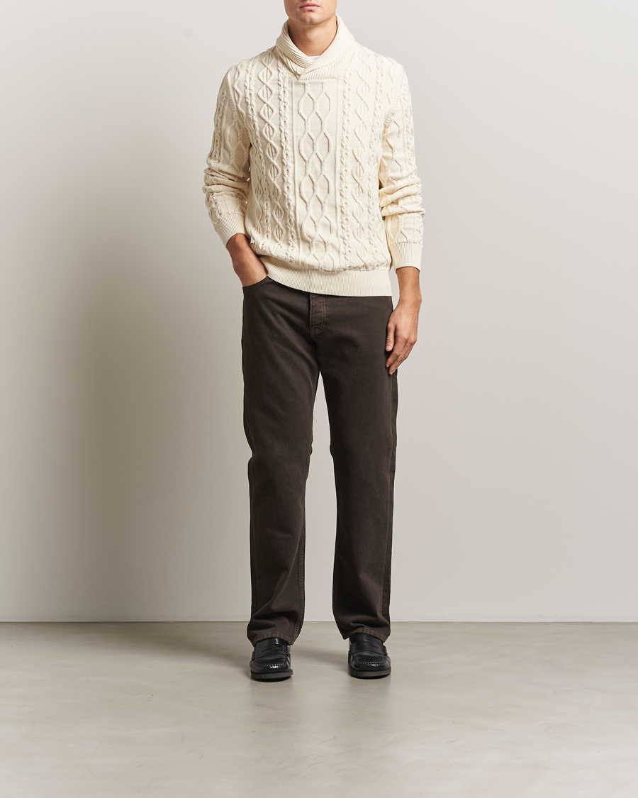 Herren | Pullover | GANT | Cable Shawl Collar Knitted Sweater Cream