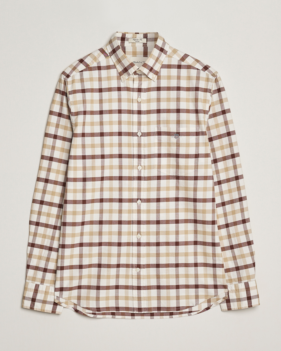 Herren | Hemden | Gant | Regular Fit Oxford Checked Shirt Mahogany Brown