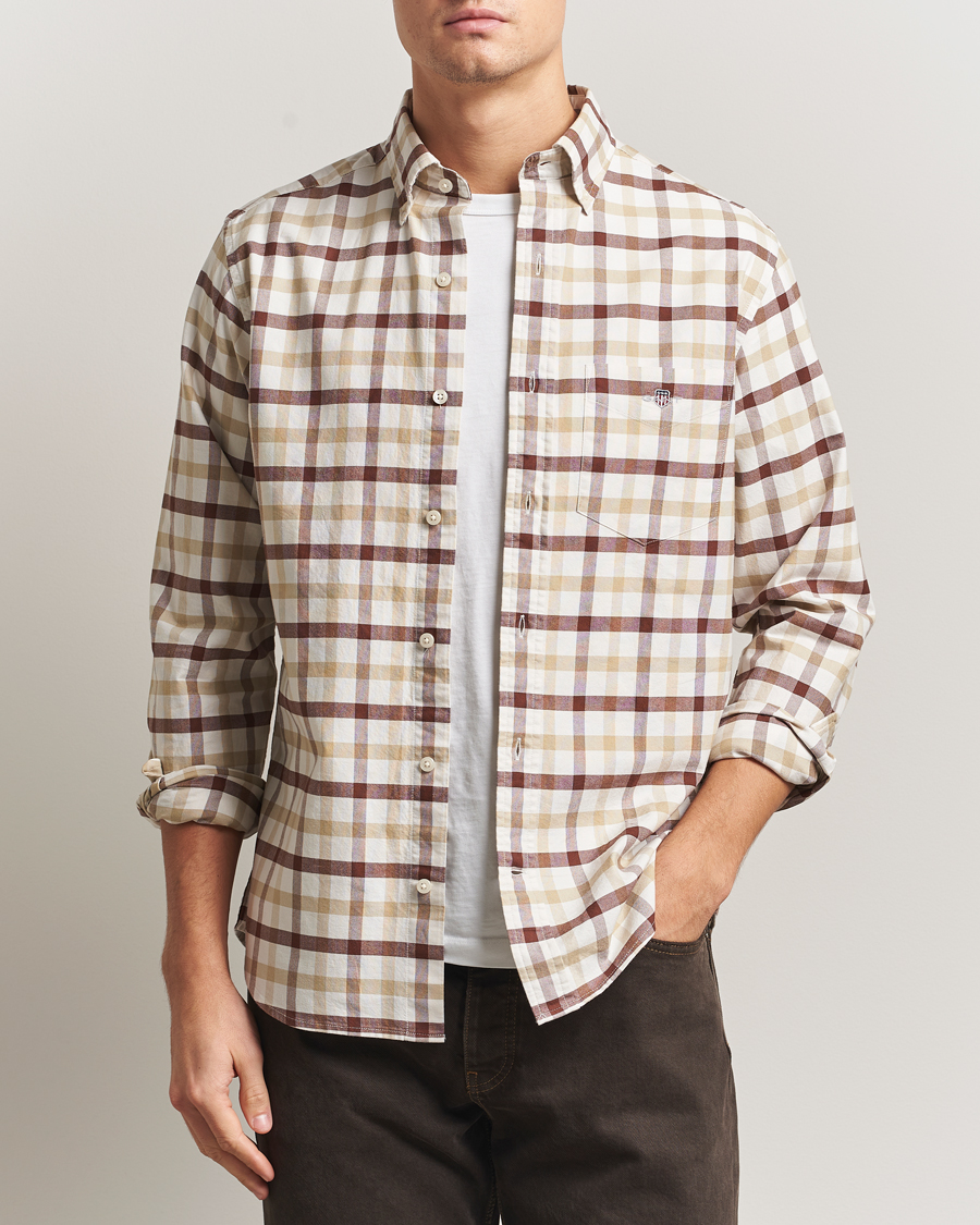 Herren | Hemden | Gant | Regular Fit Oxford Checked Shirt Mahogany Brown