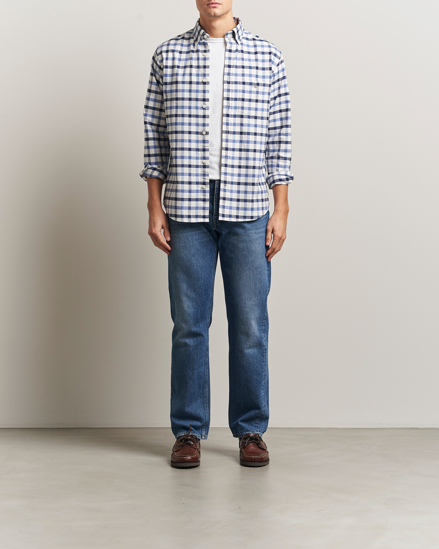 Herren | Hemden | GANT | Regular Fit Oxford Checked Shirt Greyish Blue