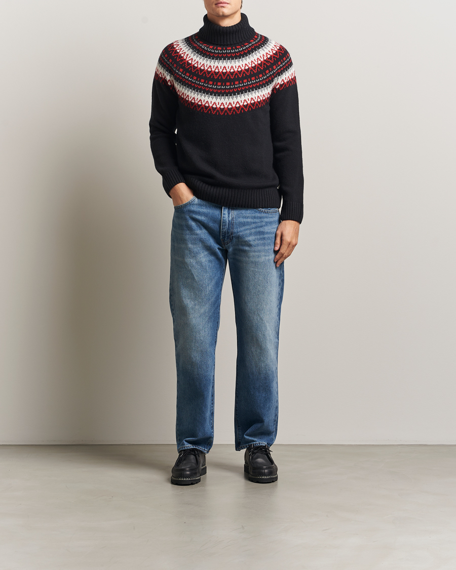 Herren | Pullover | GANT | Fairisle Knitted Turtleneck Black