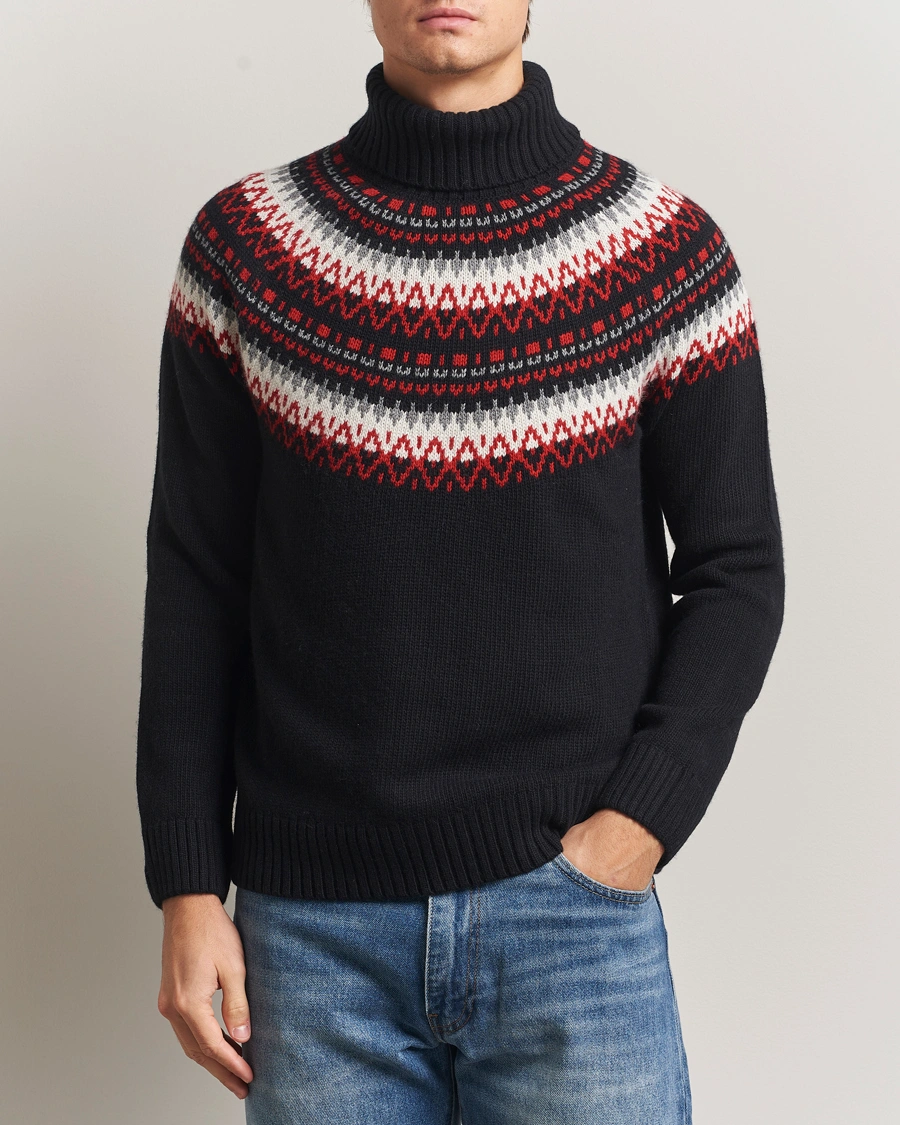 Herren | Pullover | GANT | Fairisle Knitted Turtleneck Black