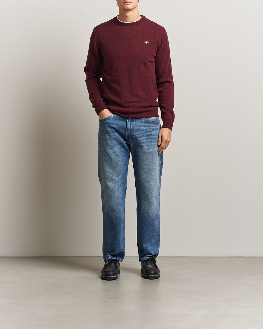Herren | Pullover | Gant | Superfine Lambswool Crew Neck Bordeaux Melange