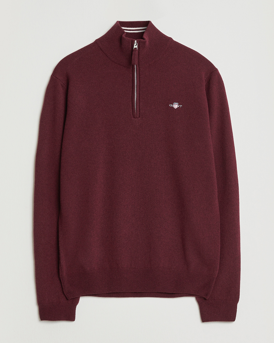 Herren | Pullover | Gant | Superfine Lambswool Half Zip Bordeaux Melange