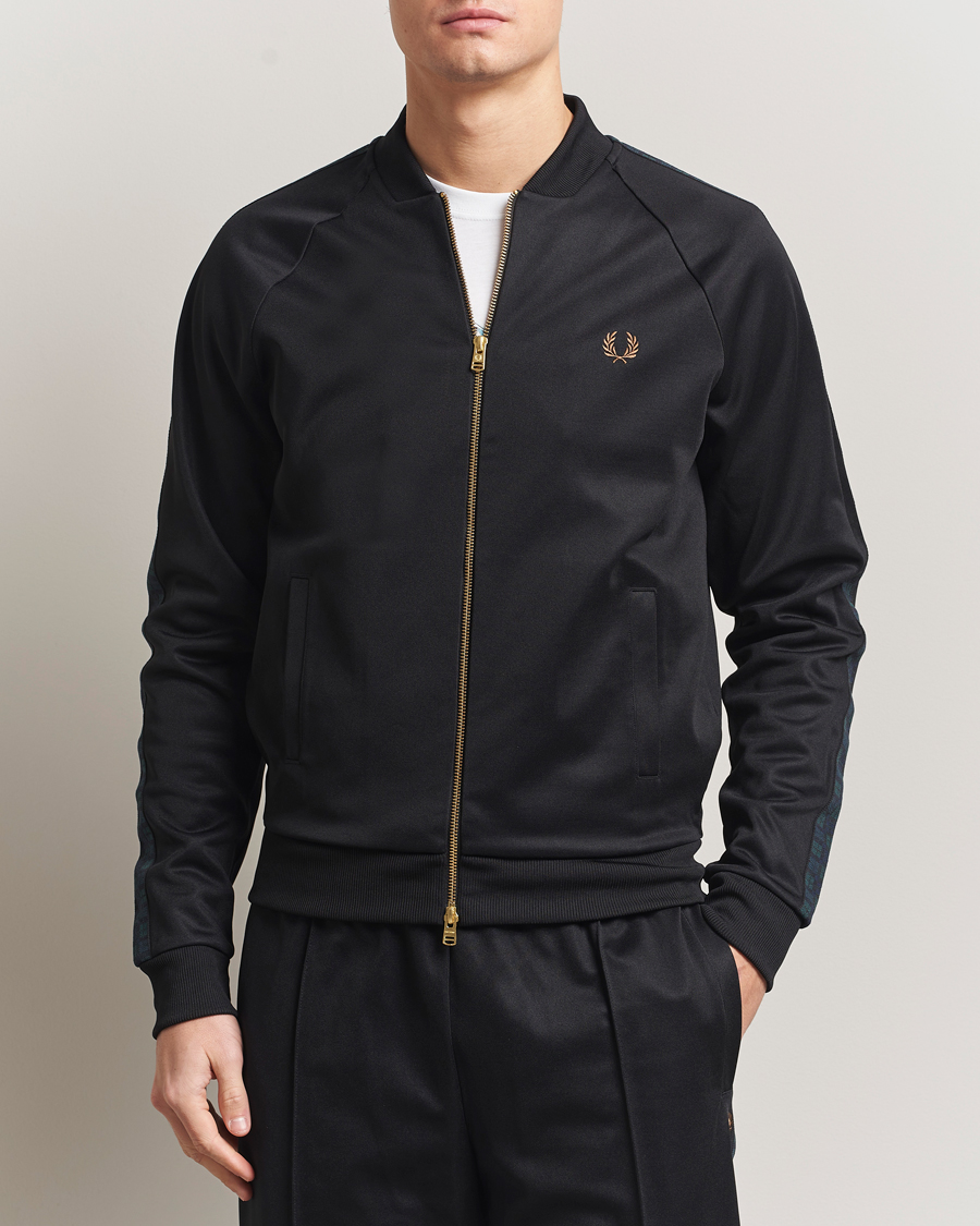 Herren | Pullover | Fred Perry | Blackwatch Tartan Taped Track Jacket Black