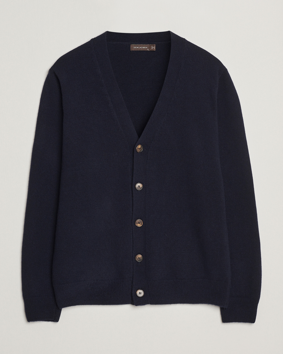 Herren | Pullover | Oscar Jacobson | Eduardo Wool Cardigan Navy