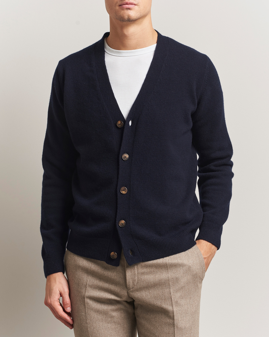 Herren | Pullover | Oscar Jacobson | Eduardo Wool Cardigan Navy