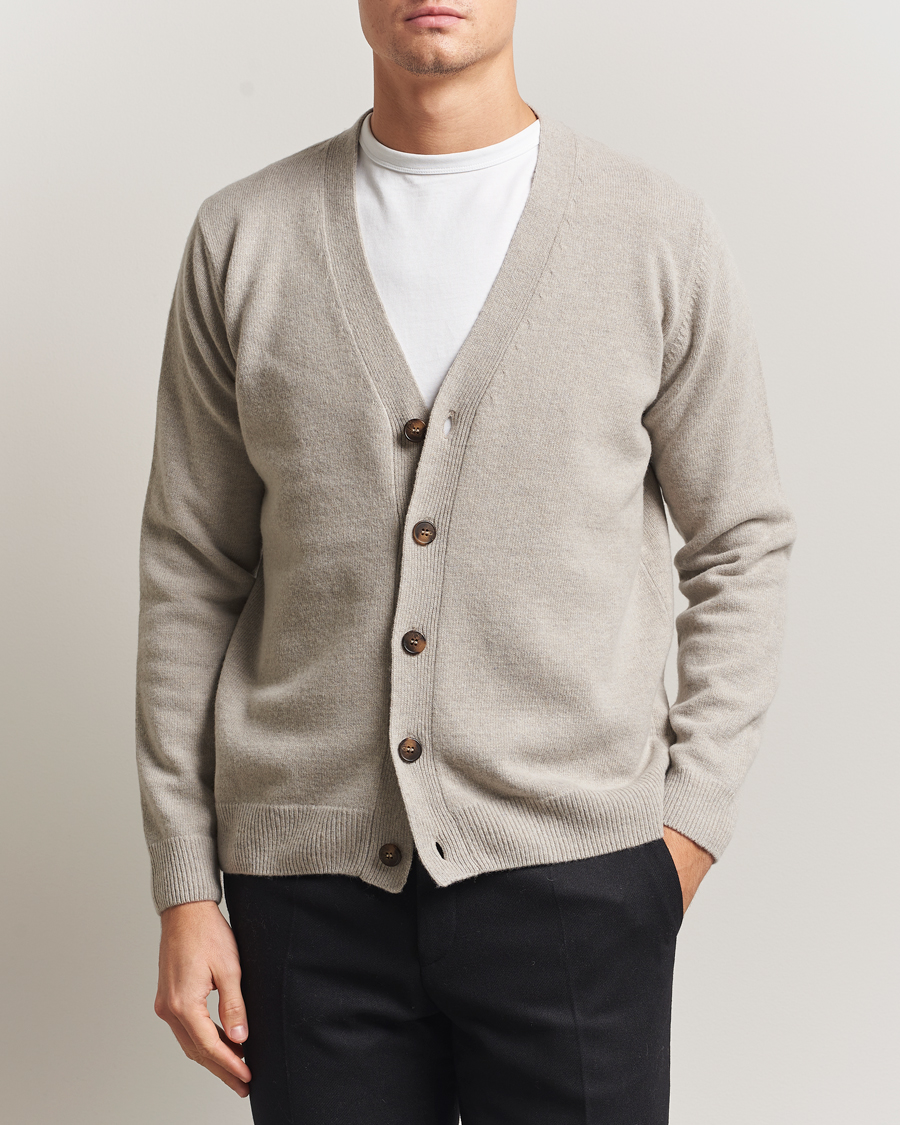 Herren | Pullover | Oscar Jacobson | Eduardo Wool Cardigan Beige