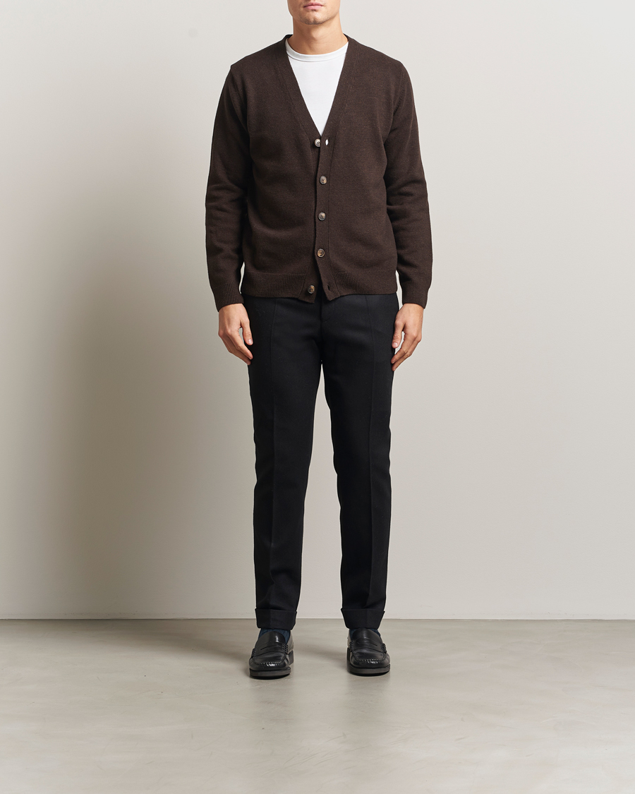 Herren | Pullover | Oscar Jacobson | Eduardo Wool Cardigan Brown