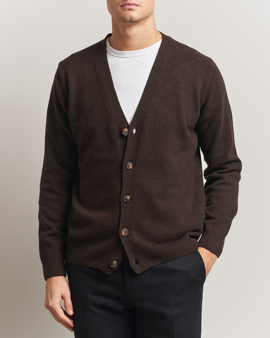 Herren | Pullover | Oscar Jacobson | Eduardo Wool Cardigan Brown