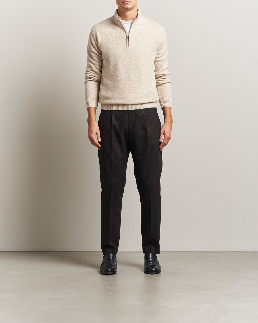 Herren | Pullover | Oscar Jacobson | Paul Wool/Cashmere Half-Zip Creme