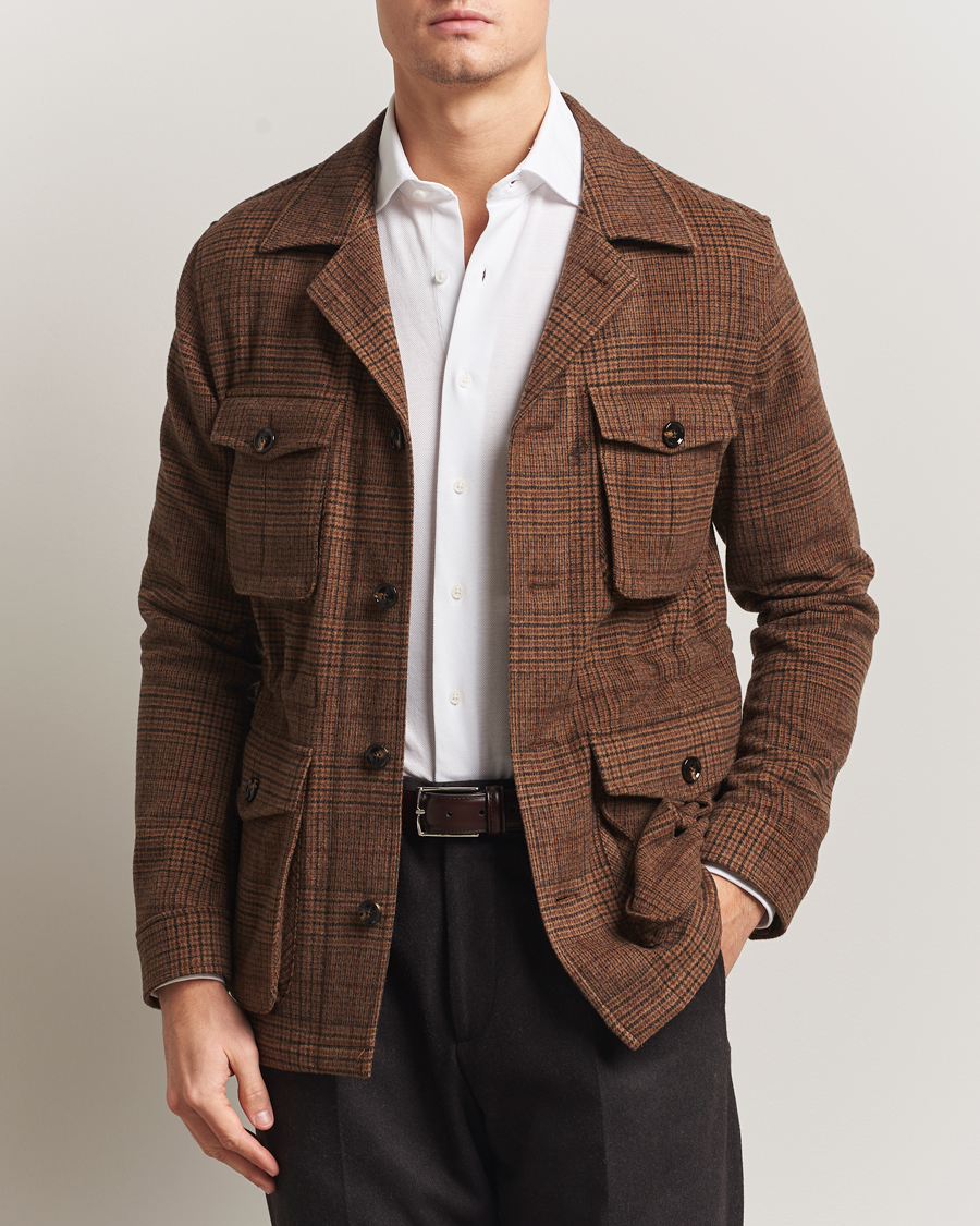 Herren | Jacken | Oscar Jacobson | Sirolo Checked Shirt Jacket Brown