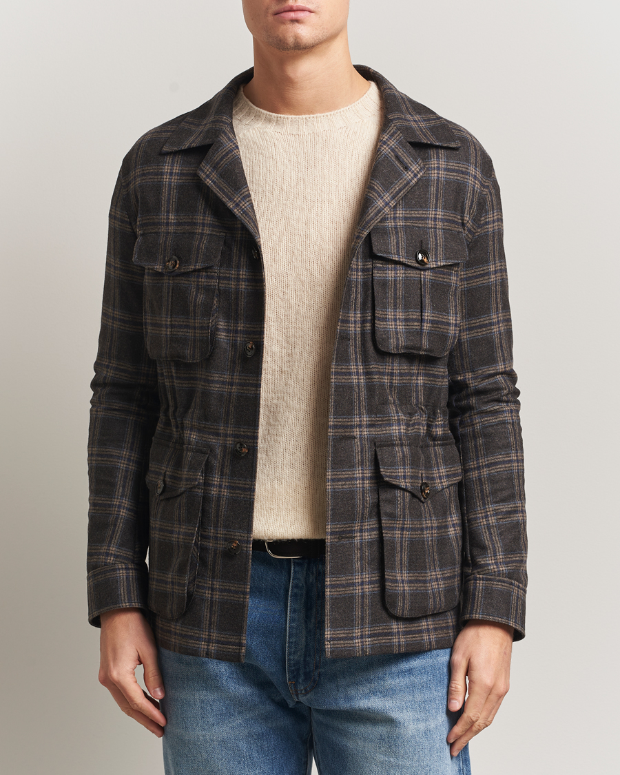 Herren | Jacken | Oscar Jacobson | Sirolo Checked Shirt Jacket Brown/Blue