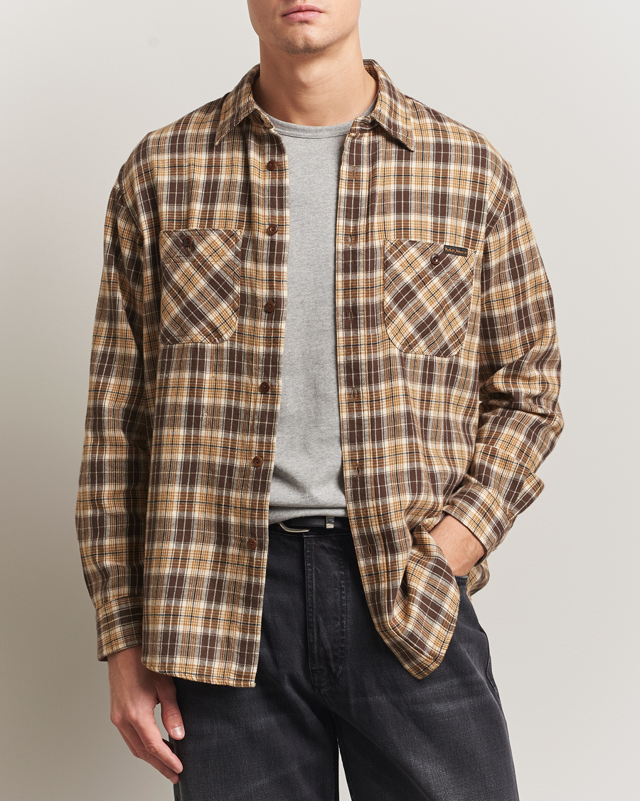 Herren | Hemden | Nudie Jeans | Julian Checked Worker Shirt Brown