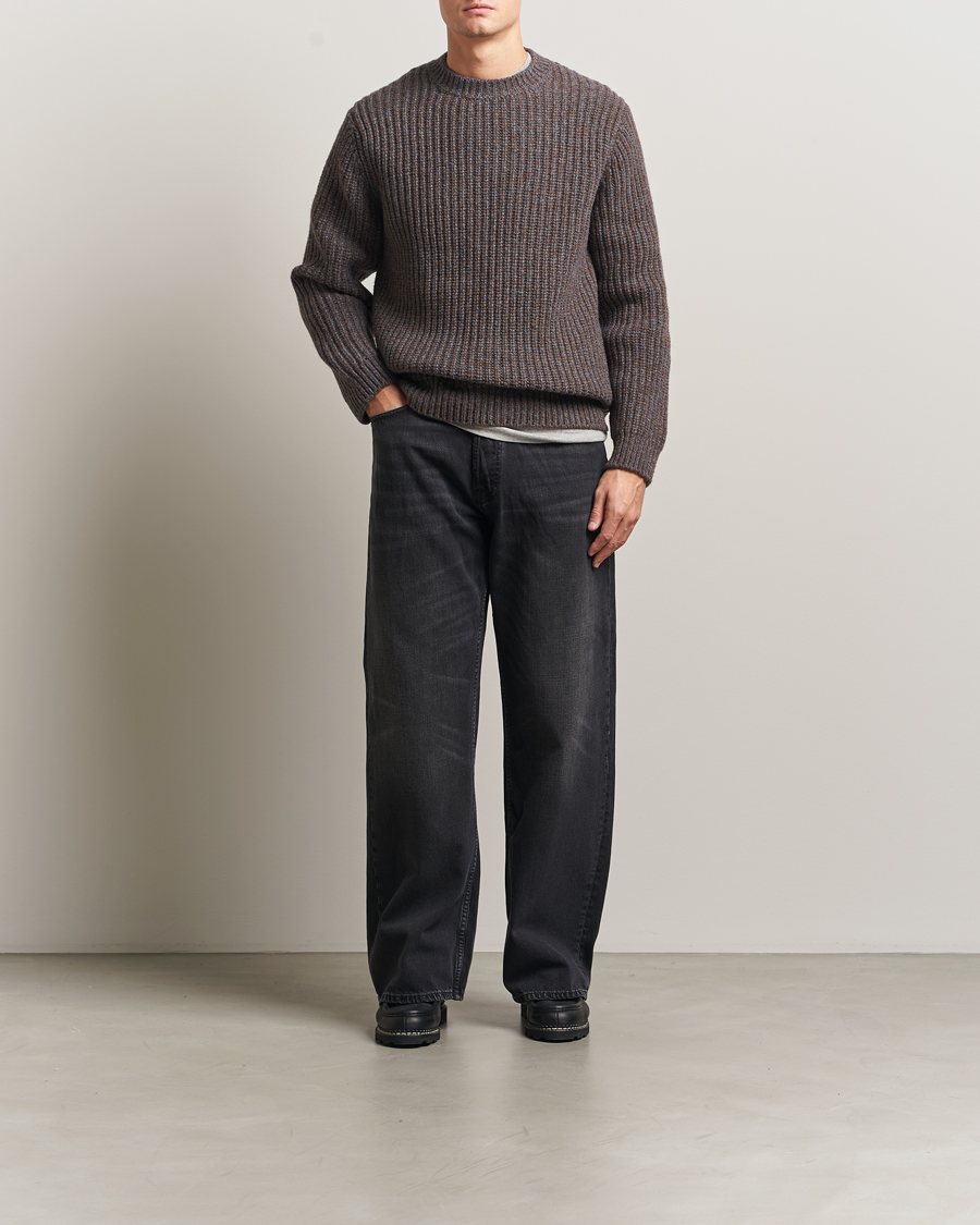 Herren | Pullover | Nudie Jeans | August Chunky Knitted Wool Sweater Brown