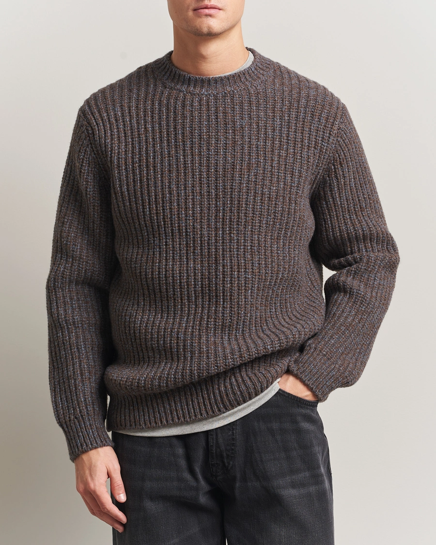 Herren | Pullover | Nudie Jeans | August Chunky Knitted Wool Sweater Brown