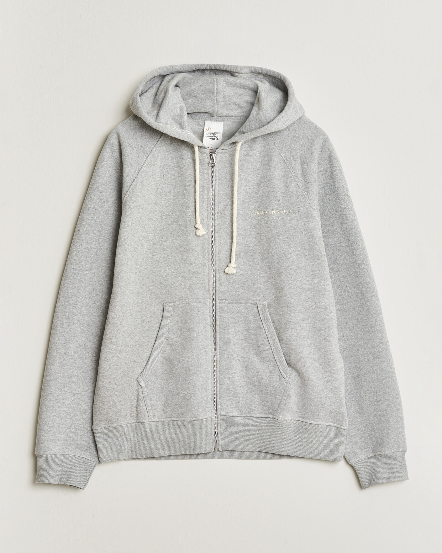 Herren | Pullover | Nudie Jeans | Gunde Logo Full Zip Hoodie Grey Melange