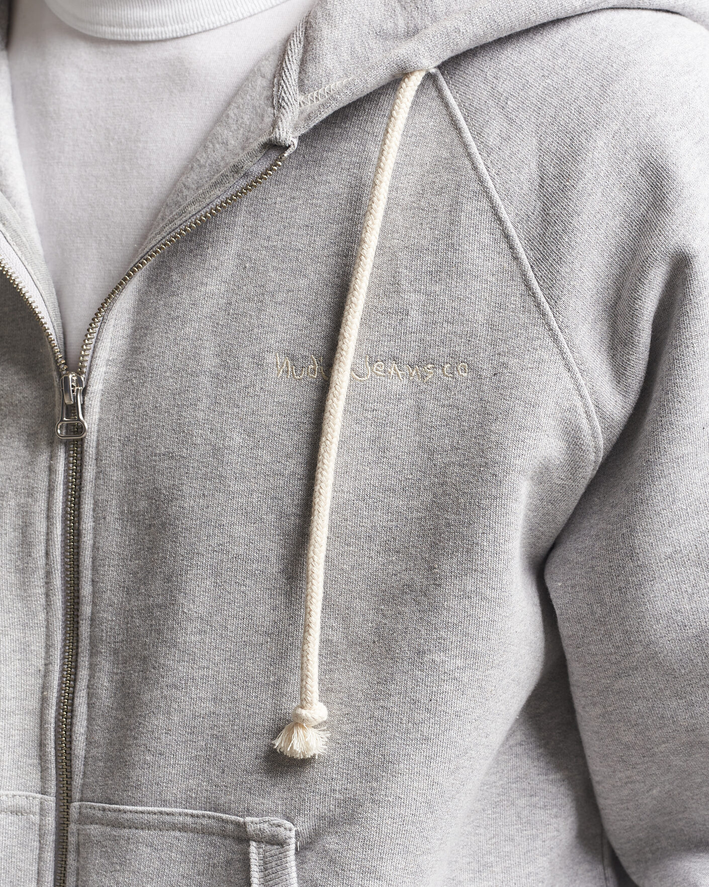 Herren | Pullover | Nudie Jeans | Gunde Logo Full Zip Hoodie Grey Melange