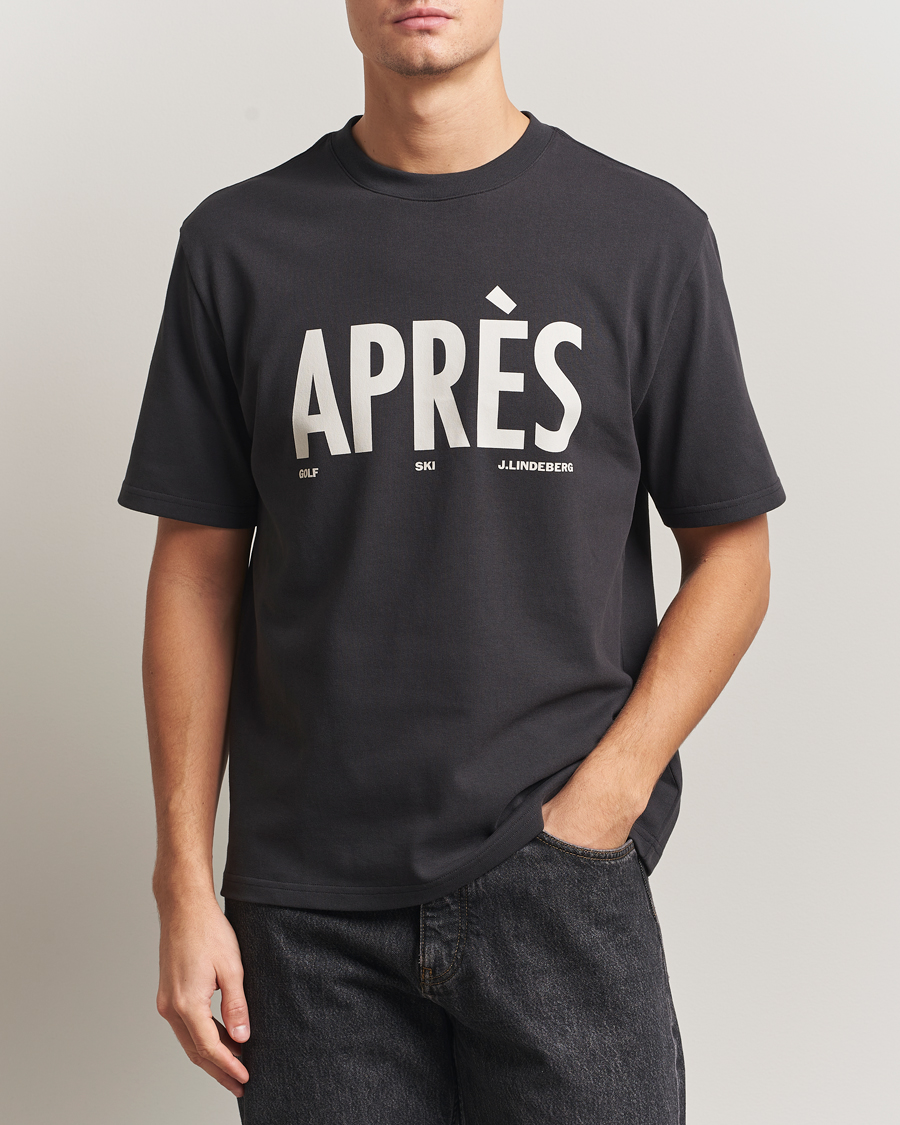 Herren | T-Shirts | J.Lindeberg | Hale Printed Crew Neck T-Shirt Black