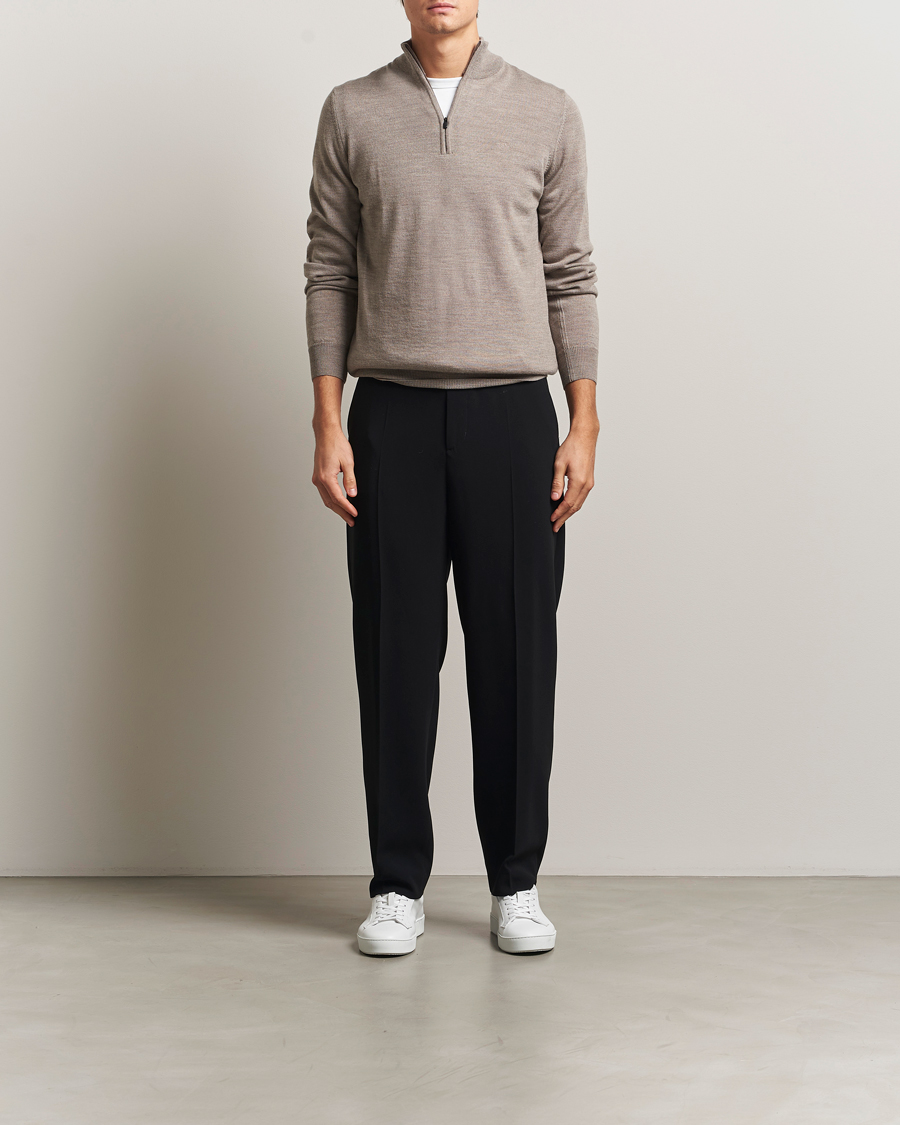 Herren | Pullover | J.Lindeberg | Kiyan Merino Half Zip Brindle Melange