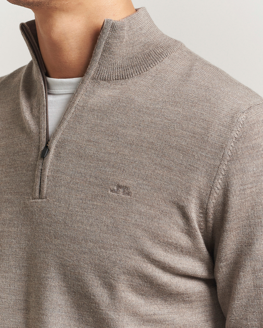 Herren | Pullover | J.Lindeberg | Kiyan Merino Half Zip Brindle Melange