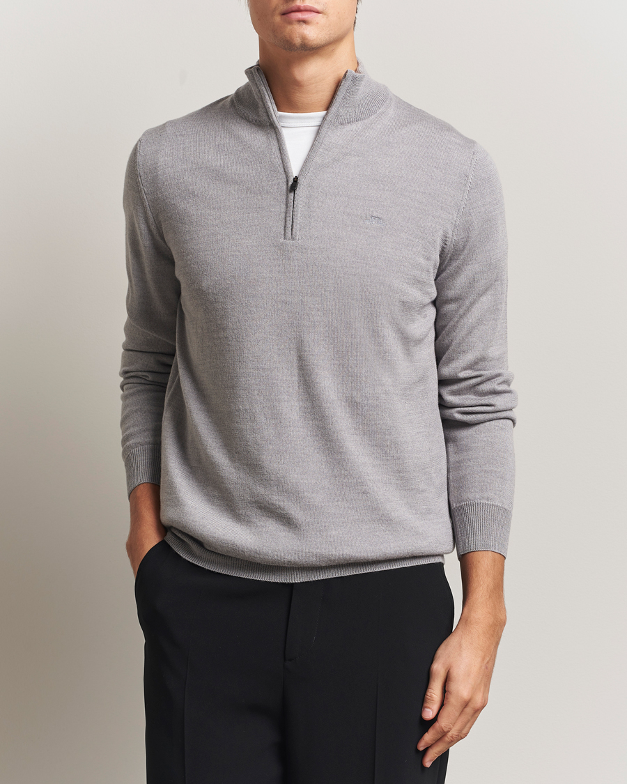 Herren | Pullover | J.Lindeberg | Kiyan Merino Half Zip Medium Grey Melange