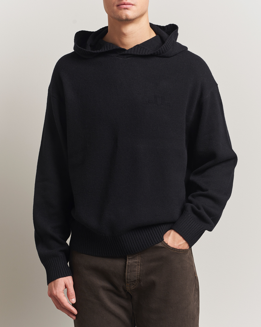 Herren | Pullover | J.Lindeberg | Edward Wool Knitted Hoodie Black
