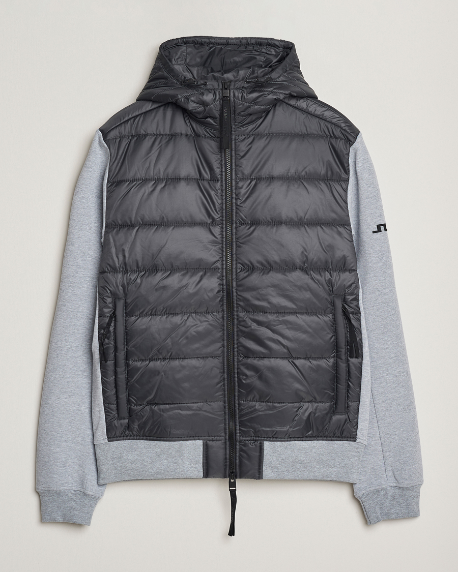 Herren | Pullover | J.Lindeberg | Seth Hybrid Hooded Full Zip Medium Grey Melange