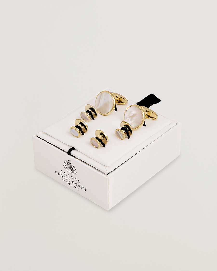 Herren | Manschettenknöpfe | Amanda Christensen | Cufflink & Shirt Studs Set Gold
