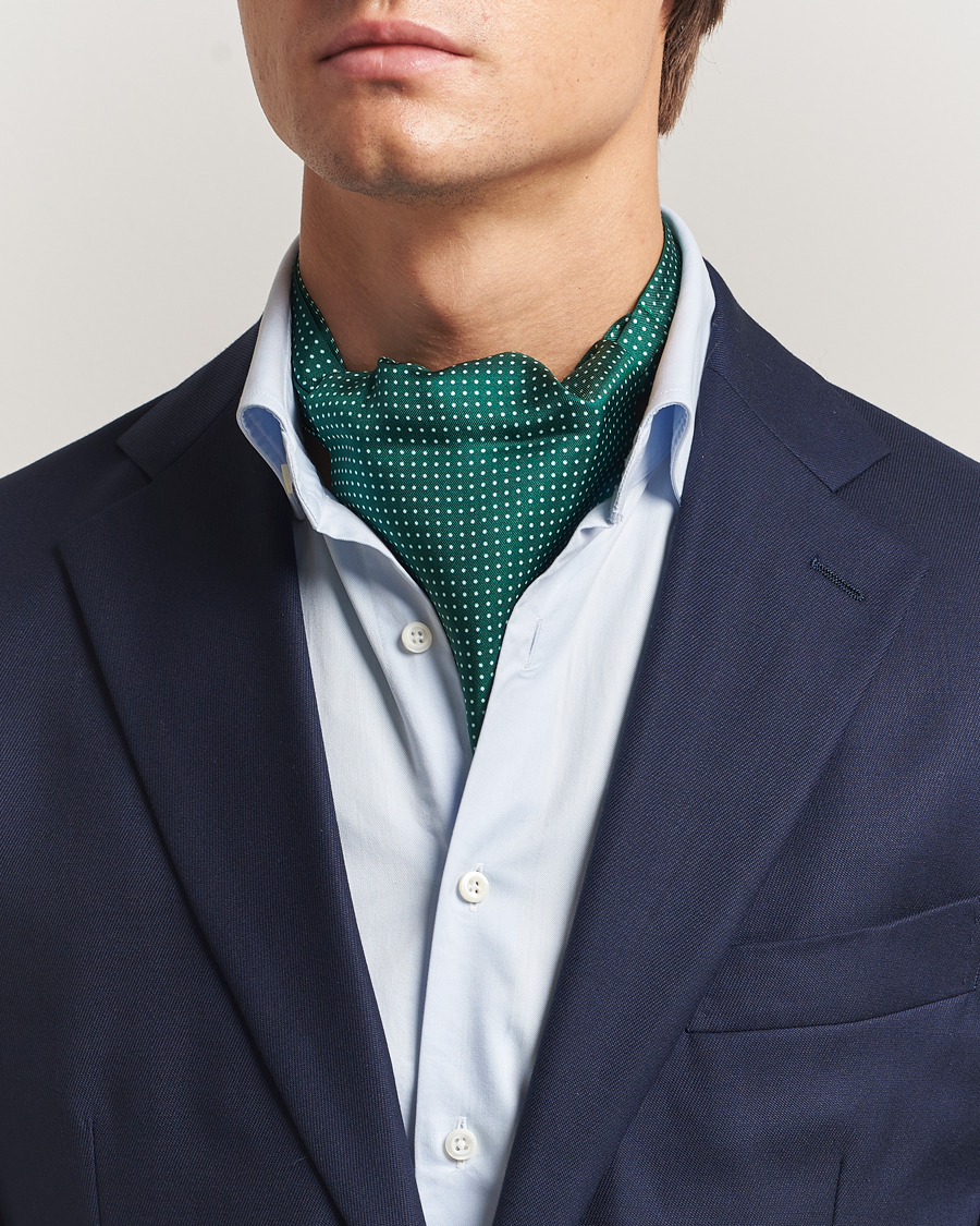 Herren | Tücher | Amanda Christensen | Silk Twill Micro Dot Ascot Bottle Green