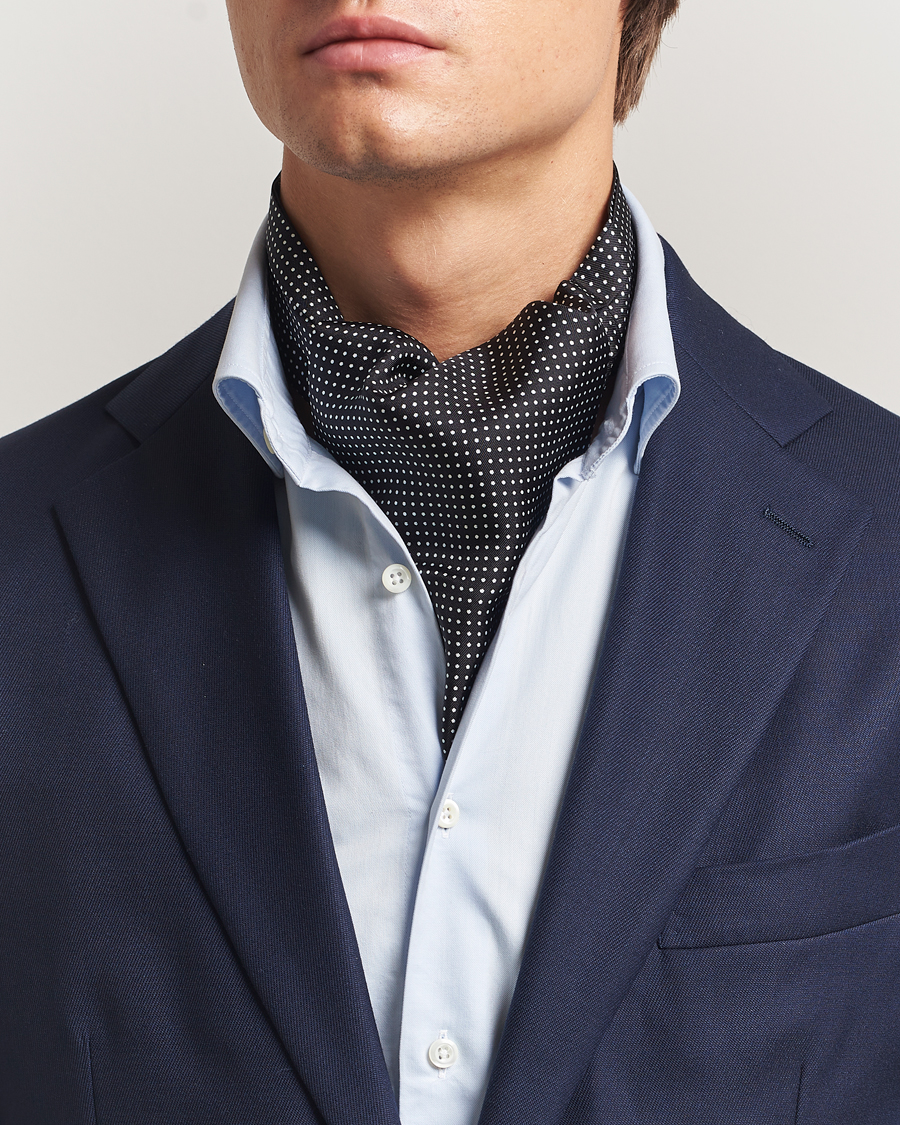 Herren | Tücher | Amanda Christensen | Silk Twill Micro Dot Ascot Black