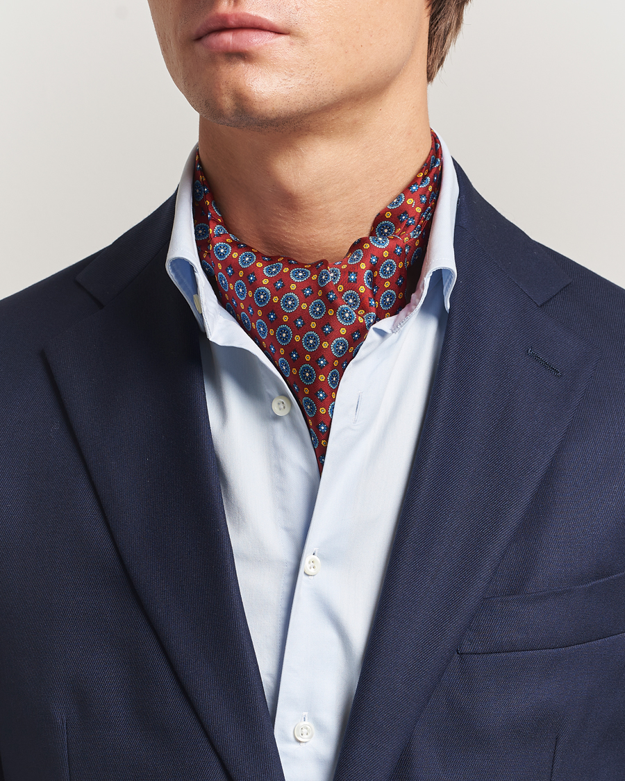 Herren | Tücher | Amanda Christensen | Silk Twill Medallion Ascot Wine Red