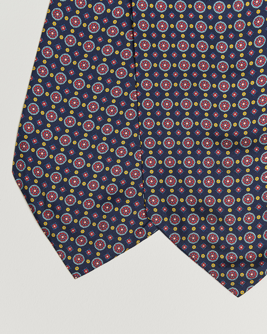 Herren | Tücher | Amanda Christensen | Silk Twill Medallion Ascot Navy