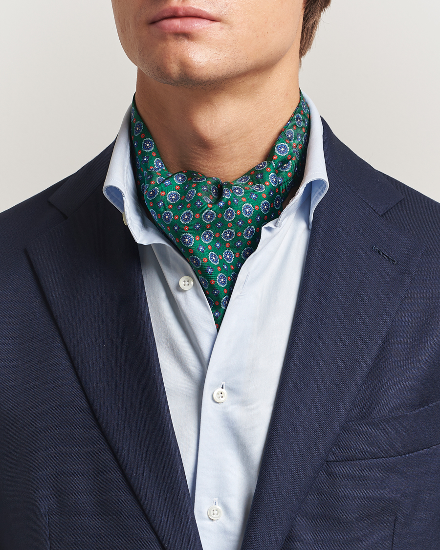 Herren | Tücher | Amanda Christensen | Silk Twill Medallion Ascot Bottle Green