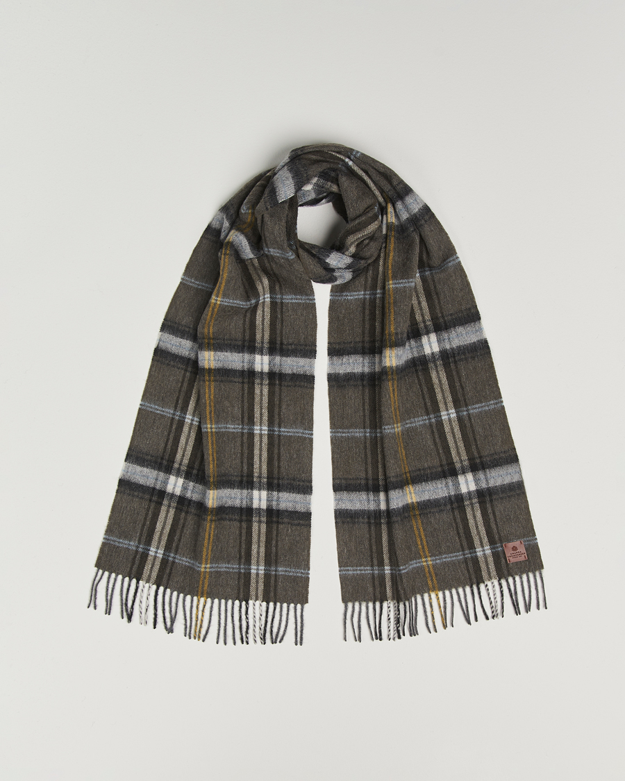 Herren | Amanda Christensen Wool Checked Scarf Olive | Amanda Christensen | Wool Checked Scarf Olive
