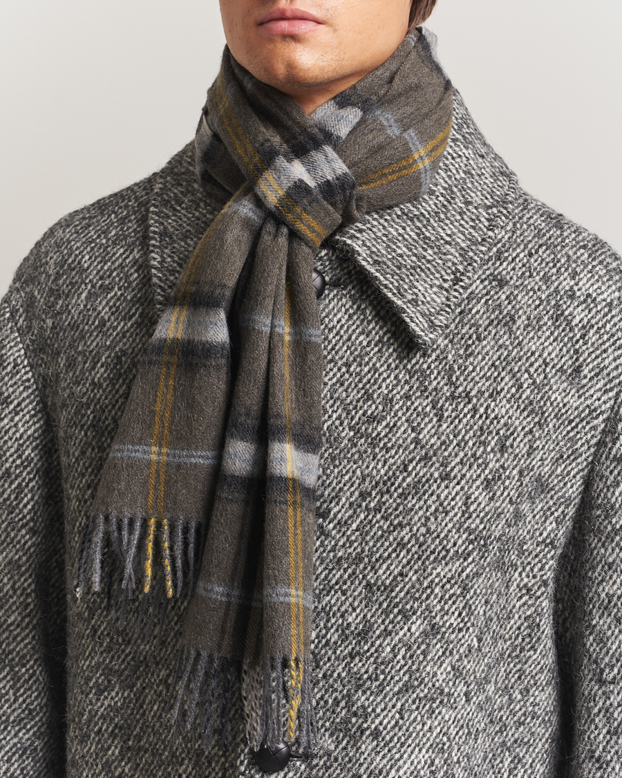 Herren | Amanda Christensen Wool Checked Scarf Olive | Amanda Christensen | Wool Checked Scarf Olive