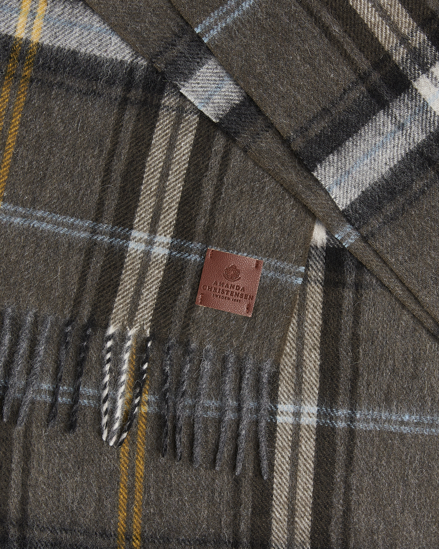 Herren | Amanda Christensen Wool Checked Scarf Olive | Amanda Christensen | Wool Checked Scarf Olive