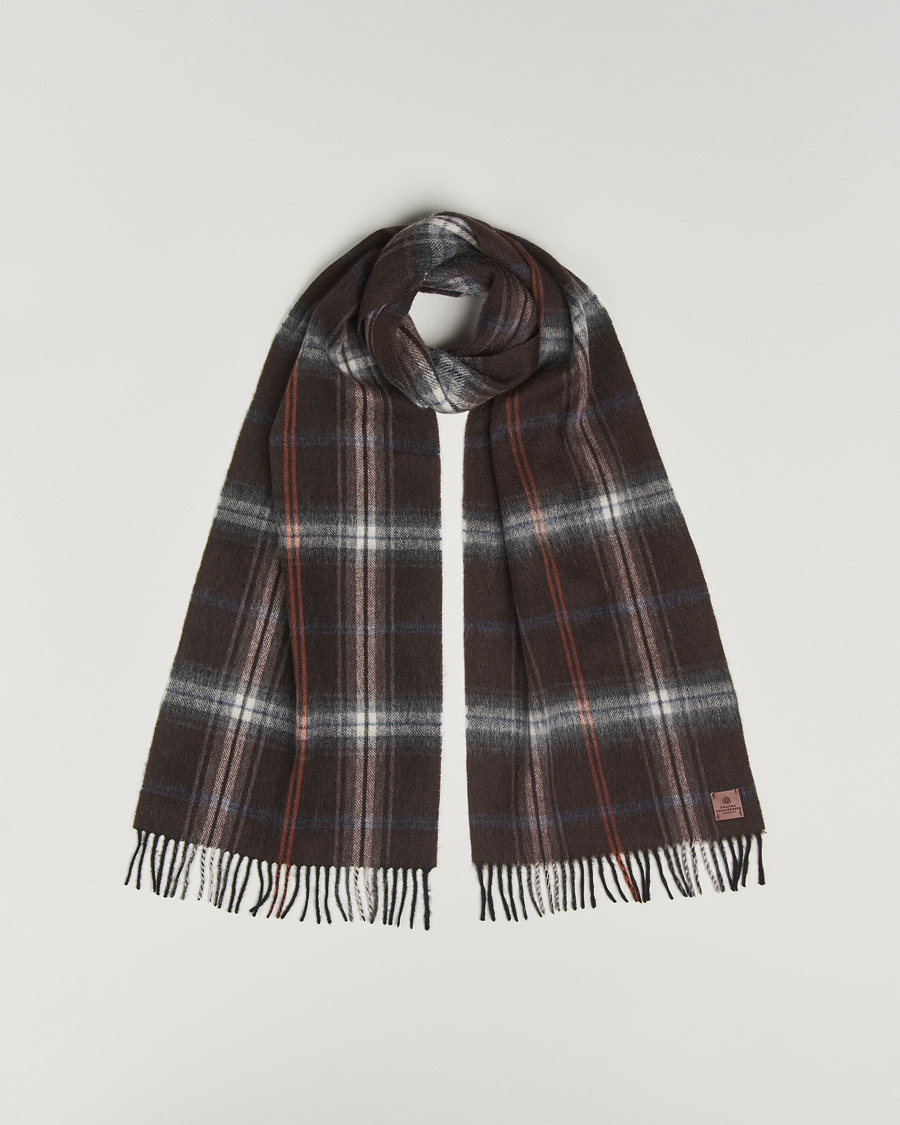 Herren | Amanda Christensen Wool Checked Scarf Brown | Amanda Christensen | Wool Checked Scarf Brown