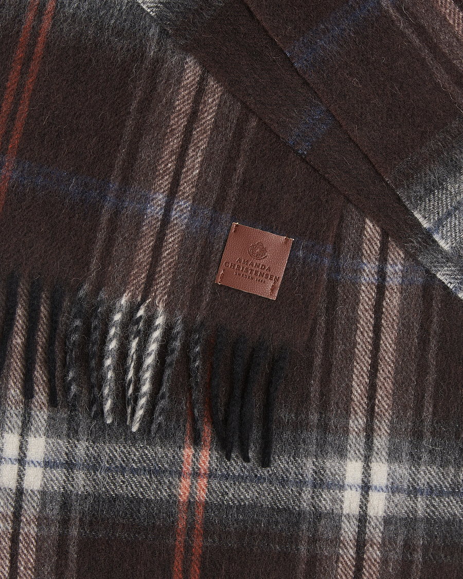 Herren | Amanda Christensen Wool Checked Scarf Brown | Amanda Christensen | Wool Checked Scarf Brown