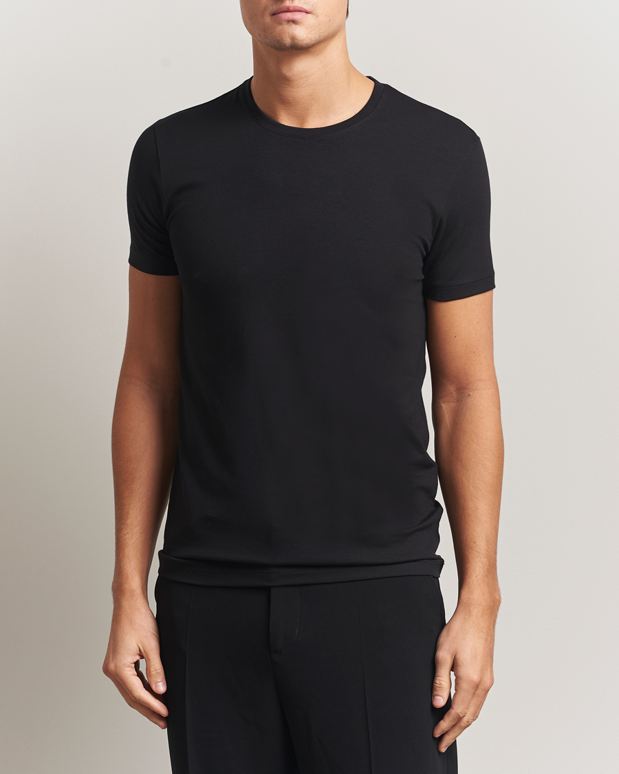 Herren | T-Shirts | Falke | 2-Pack Cotton Crew Neck T-Shirt Black